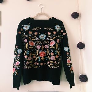Black embroidered sweater